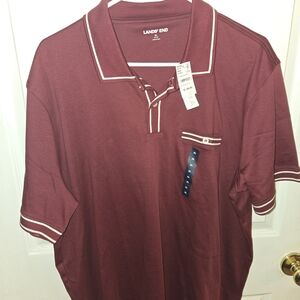 Lands' End Men's XL Maroon Polo Shirt. New With Tags